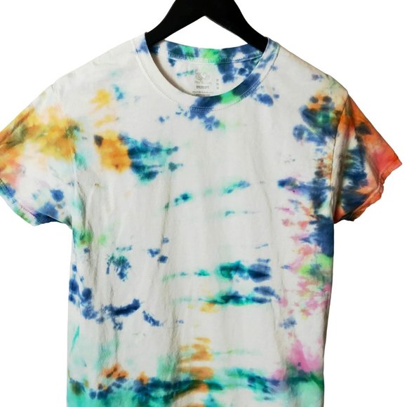 Fruit Of The Loom Eversoft T Shirt Tie Dye Hippie Colors Tee Short Sleeve - Picture 1 of 9